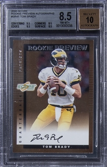 2000 Score Rookie Preview Autographs #SR41 Tom Brady Signed Rookie Card - BGS NM-MT+ 8.5/BGS 10